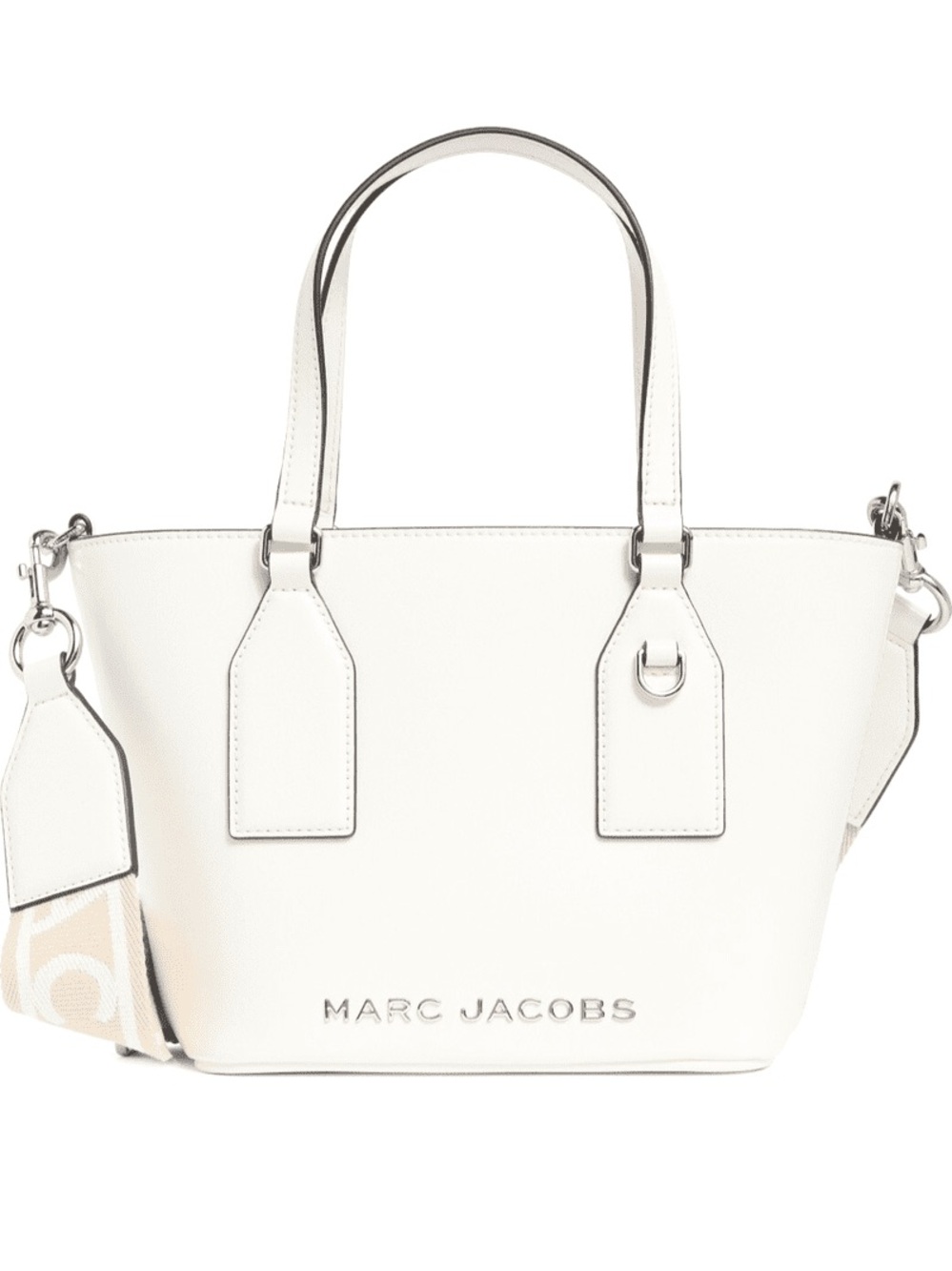Marc Jacobs Cream Leather Top-Handle Tote with Logo